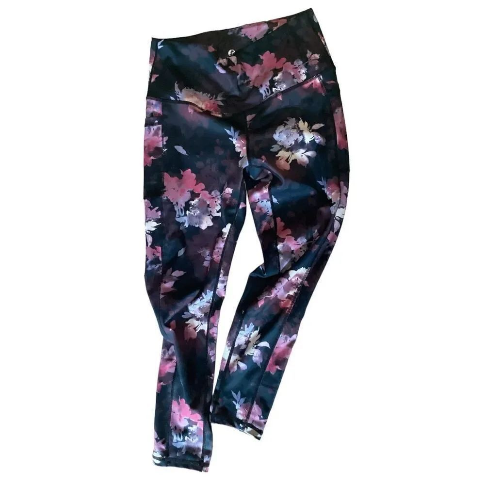 LegEnd High - Waisted Printed Leggings Black / Pink  Full Length M